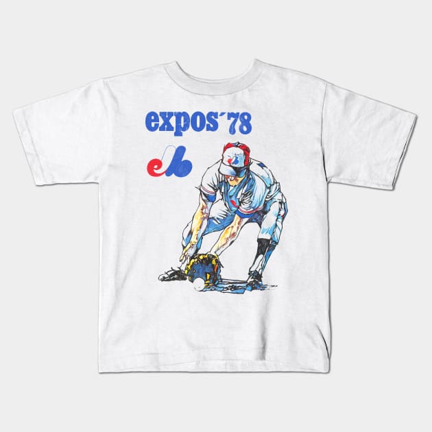 1978 Montreal Expos  ---- Vintage Faded Baseball Design Kids T-Shirt by CultOfRomance